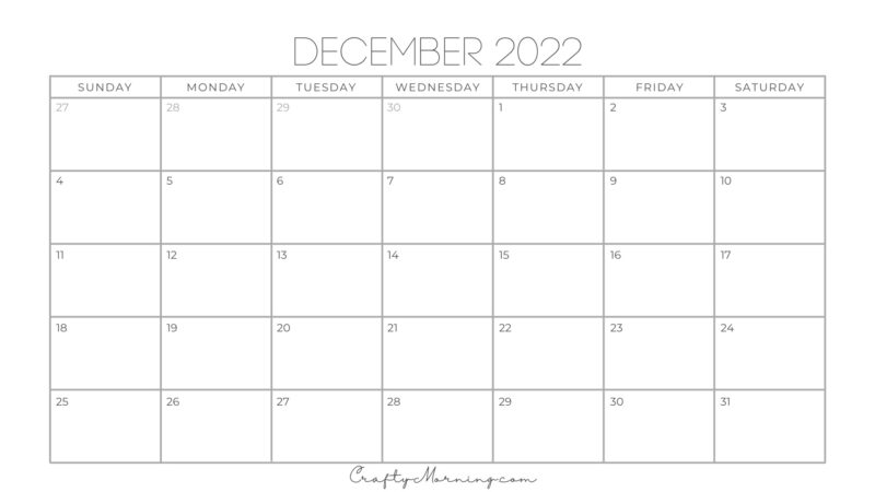 2022 Printable Calendar (Monthly PDFs) - Crafty Morning