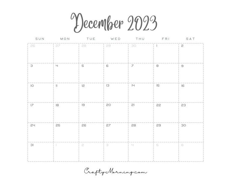 2023 Printable Calendar (Monthly PDFs) - Crafty Morning