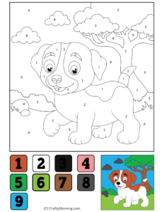 Dog Color by Number Printable - Crafty Morning