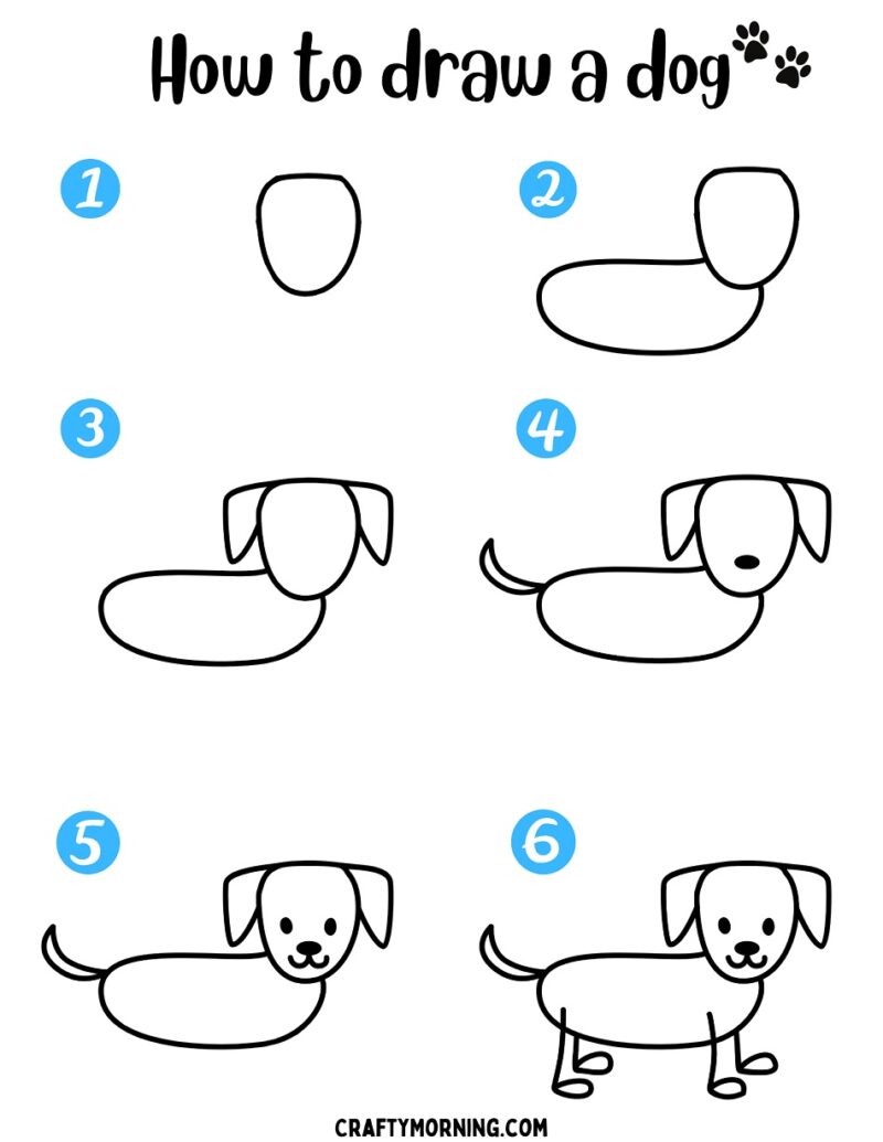How to Draw a Dog for Kids (Easy) Crafty Morning