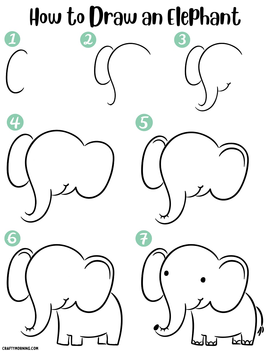 How to Draw a Cute Elephant - Easy Drawing Tutorial For Kids-saigonsouth.com.vn