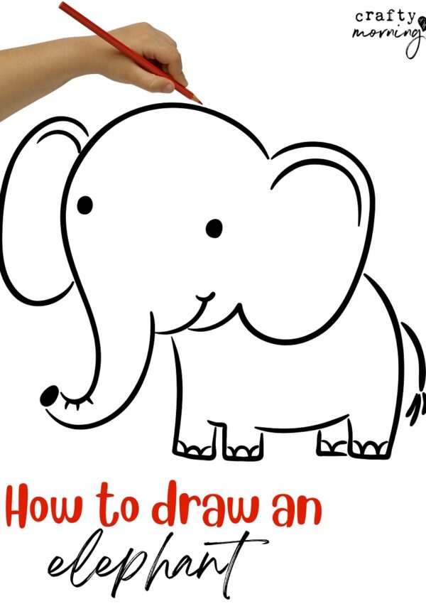 Easy Elephant Drawing- Step by Step Printable