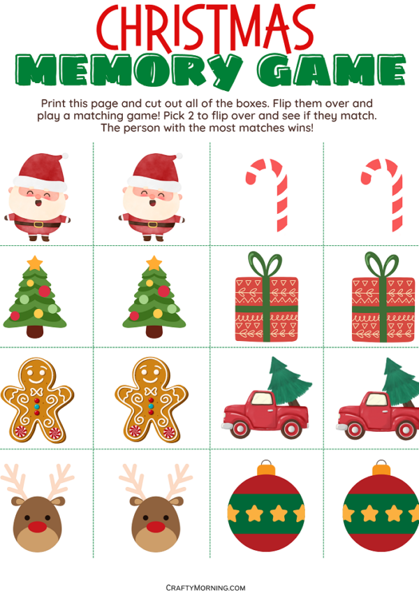 Christmas Memory Game (Printable Matching Game)