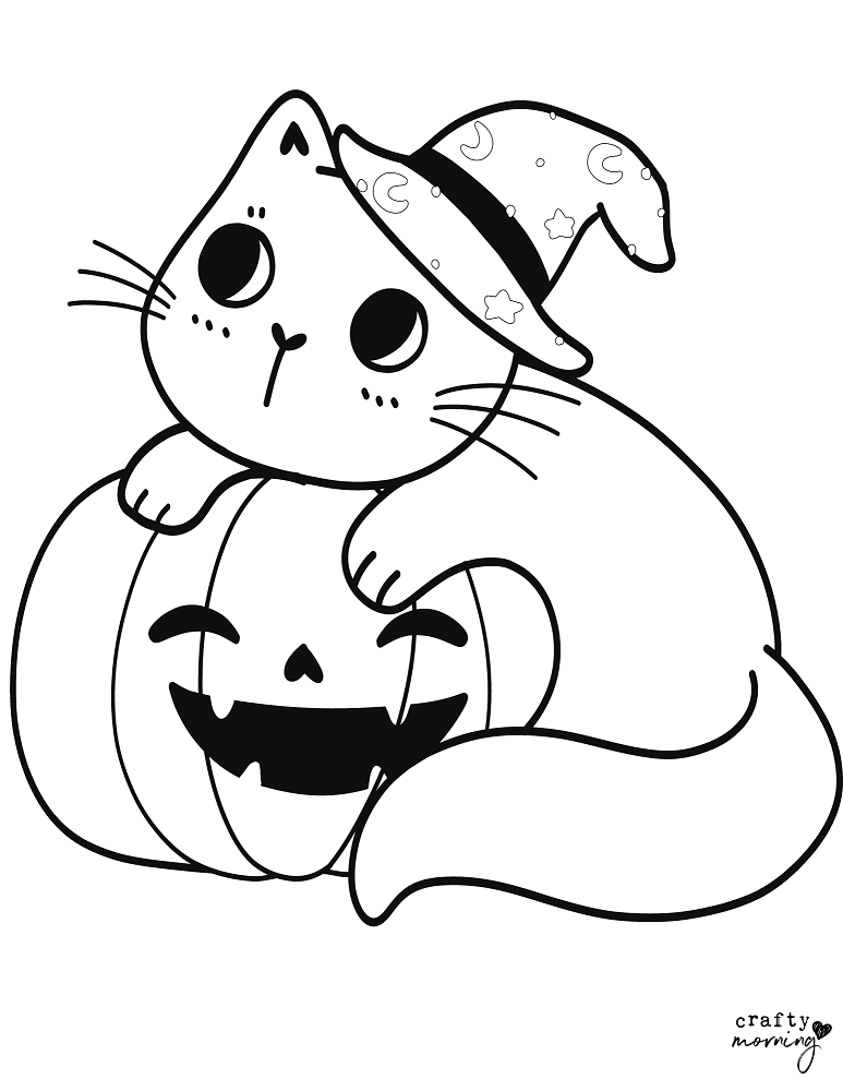 cute halloween cat coloring pages