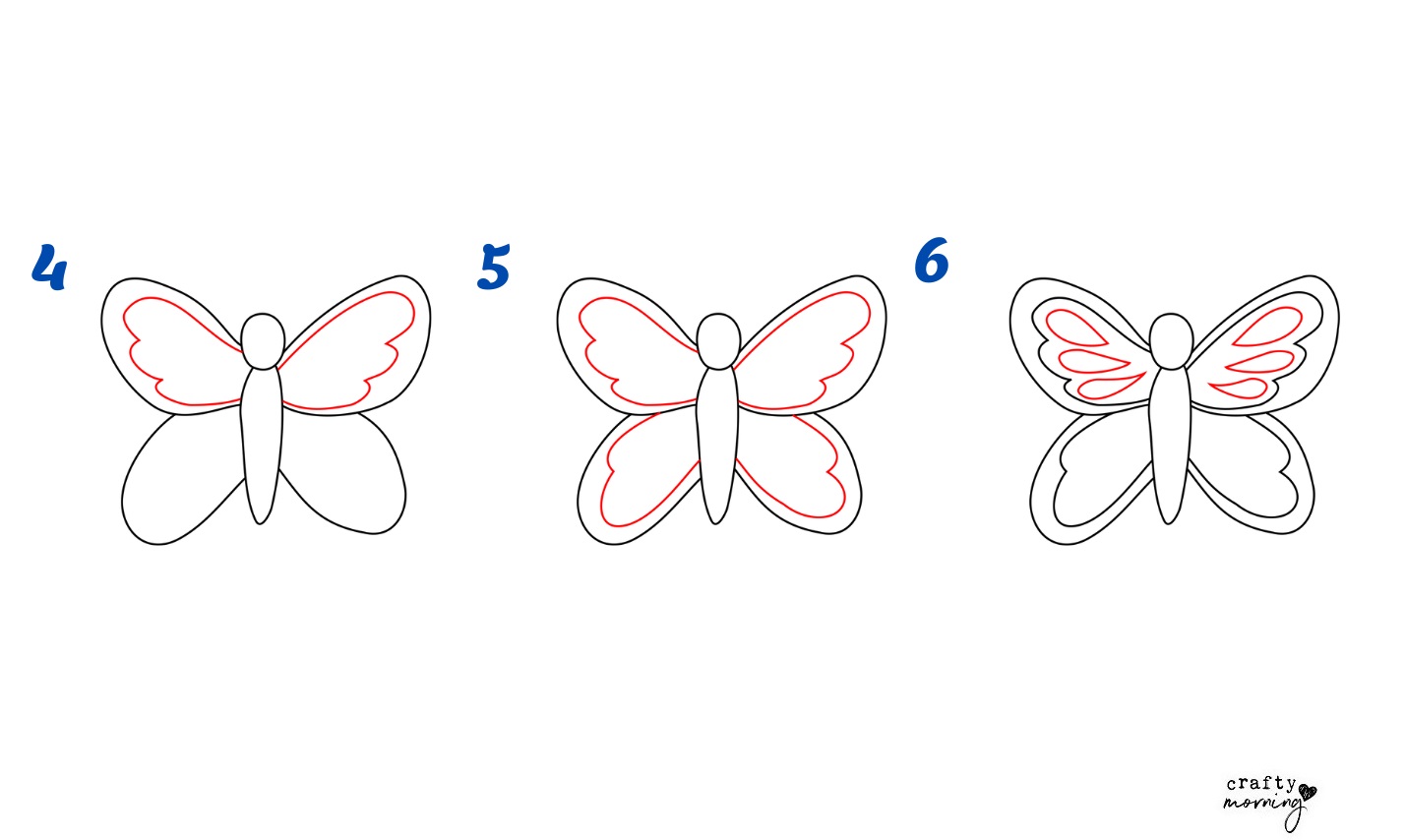 How to draw a butterfly step by step easy and fast - Craft-Mart