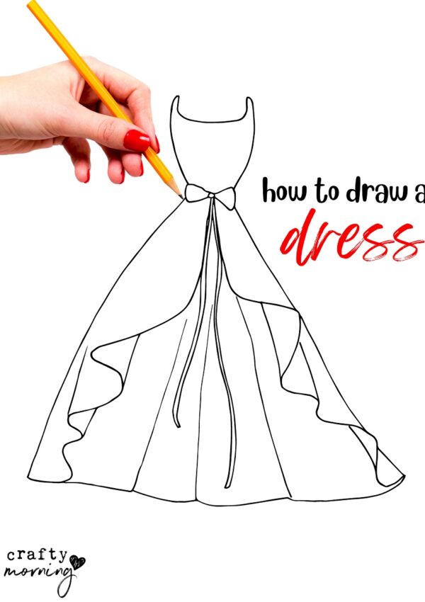 How to Draw a Dress (Easy Step by Step Printable)