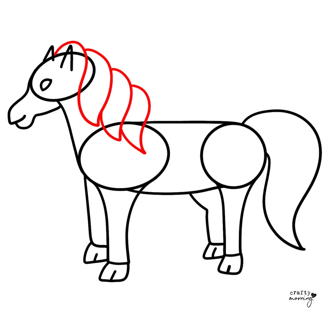 Drawing a Cartoon 3/4 View Horse | Curvey Lines Art School and Print Shop
