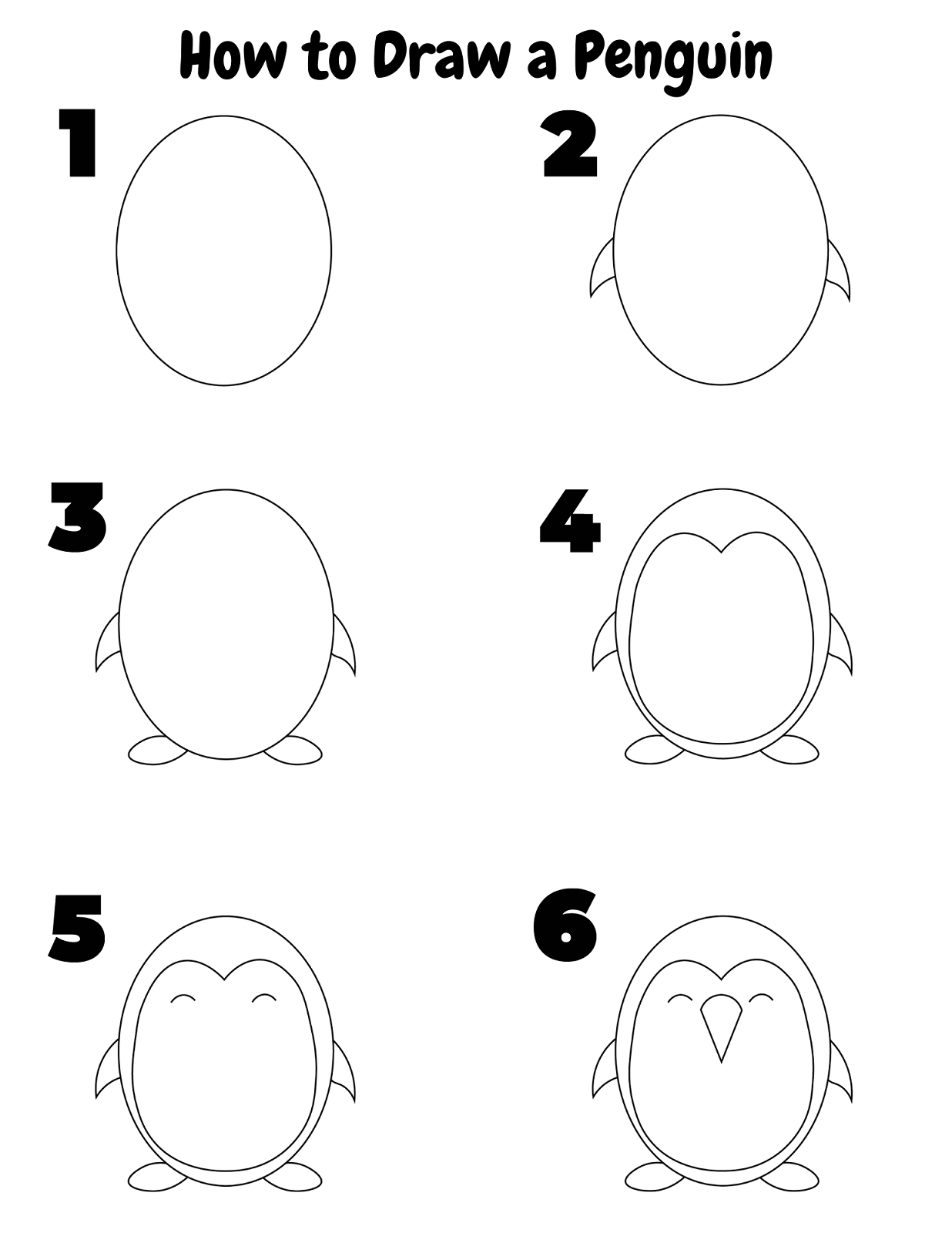 Penguin Drawing Tutorial - How to draw Penguin step by step