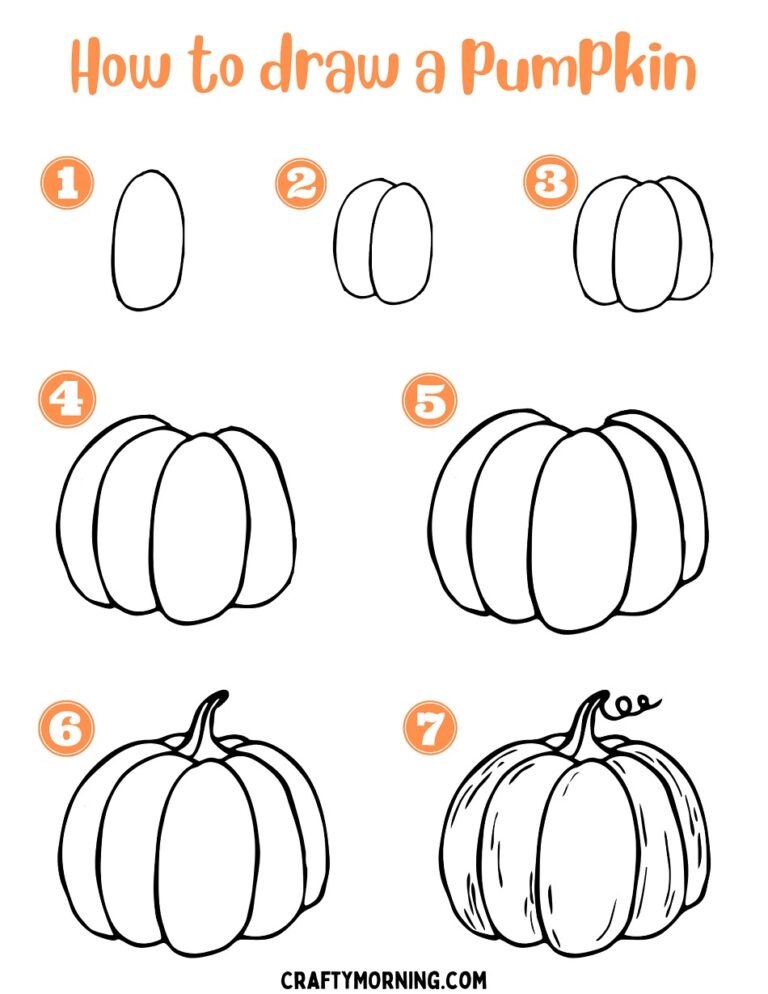 How to Draw a Pumpkin (Easy Step by Step) - Crafty Morning