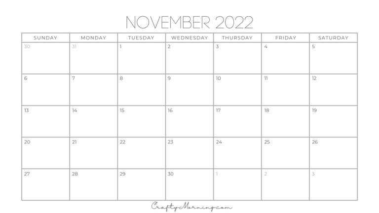 2022 Printable Calendar (Monthly PDFs) - Crafty Morning