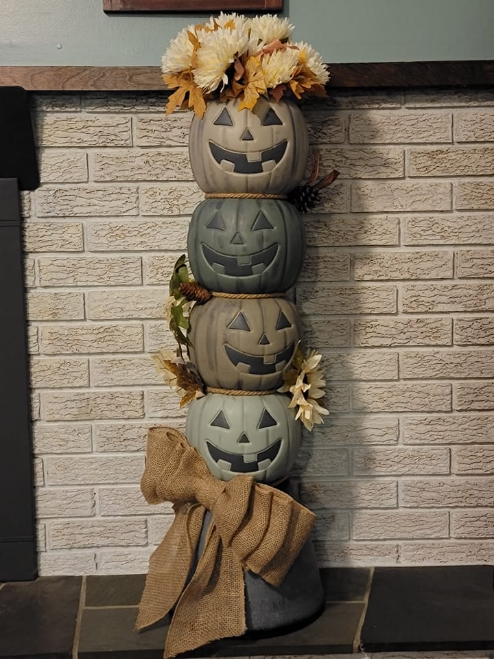 Stacked Chalky Looking Pumpkin Buckets - Crafty Morning