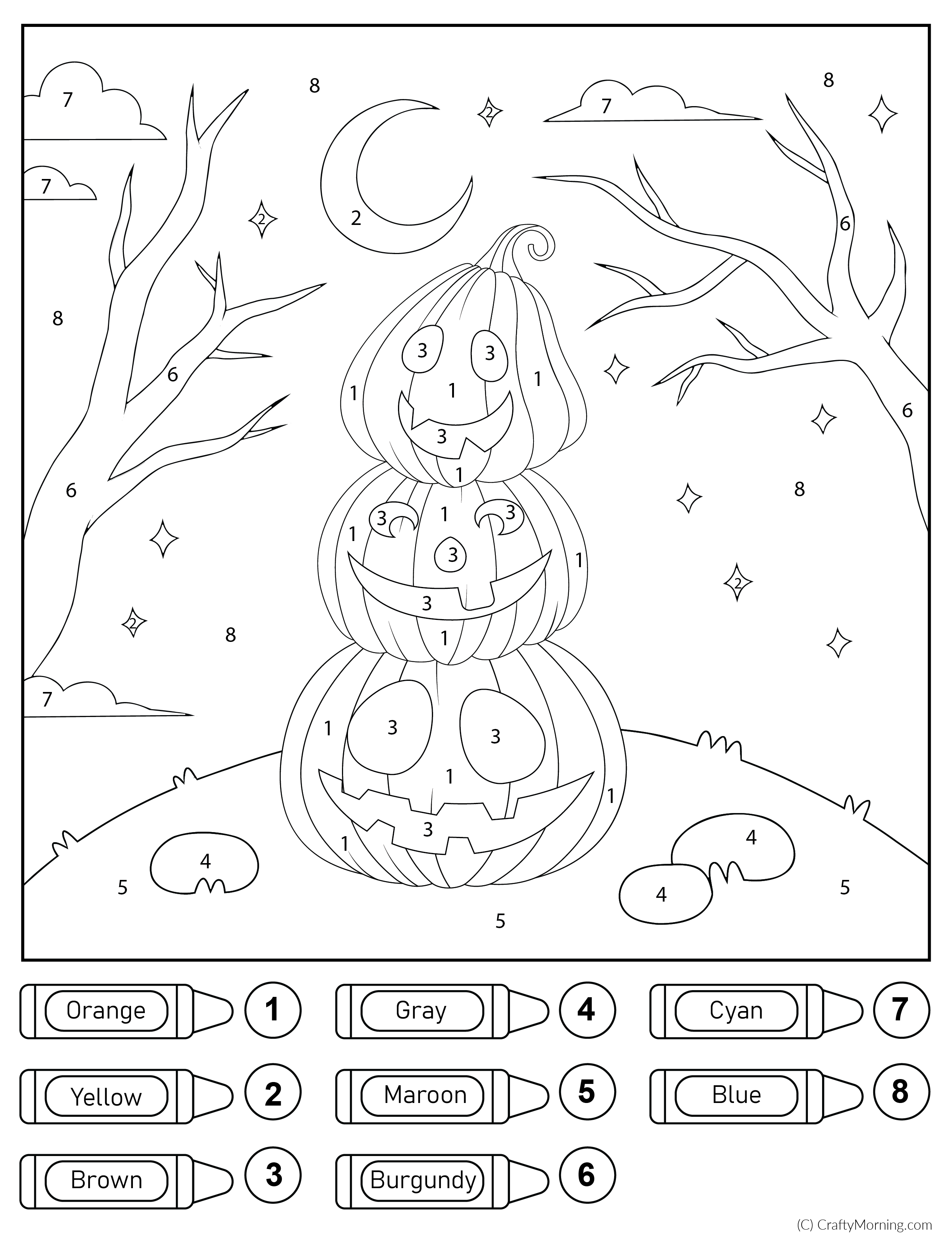 Halloween Color by Number Printable - Crafty Morning