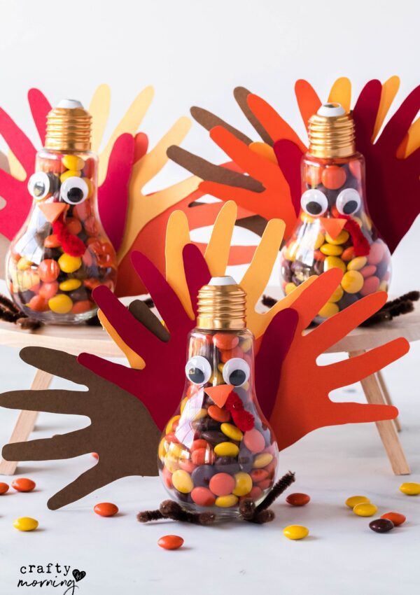 Handprint Turkey Lightbulb Craft