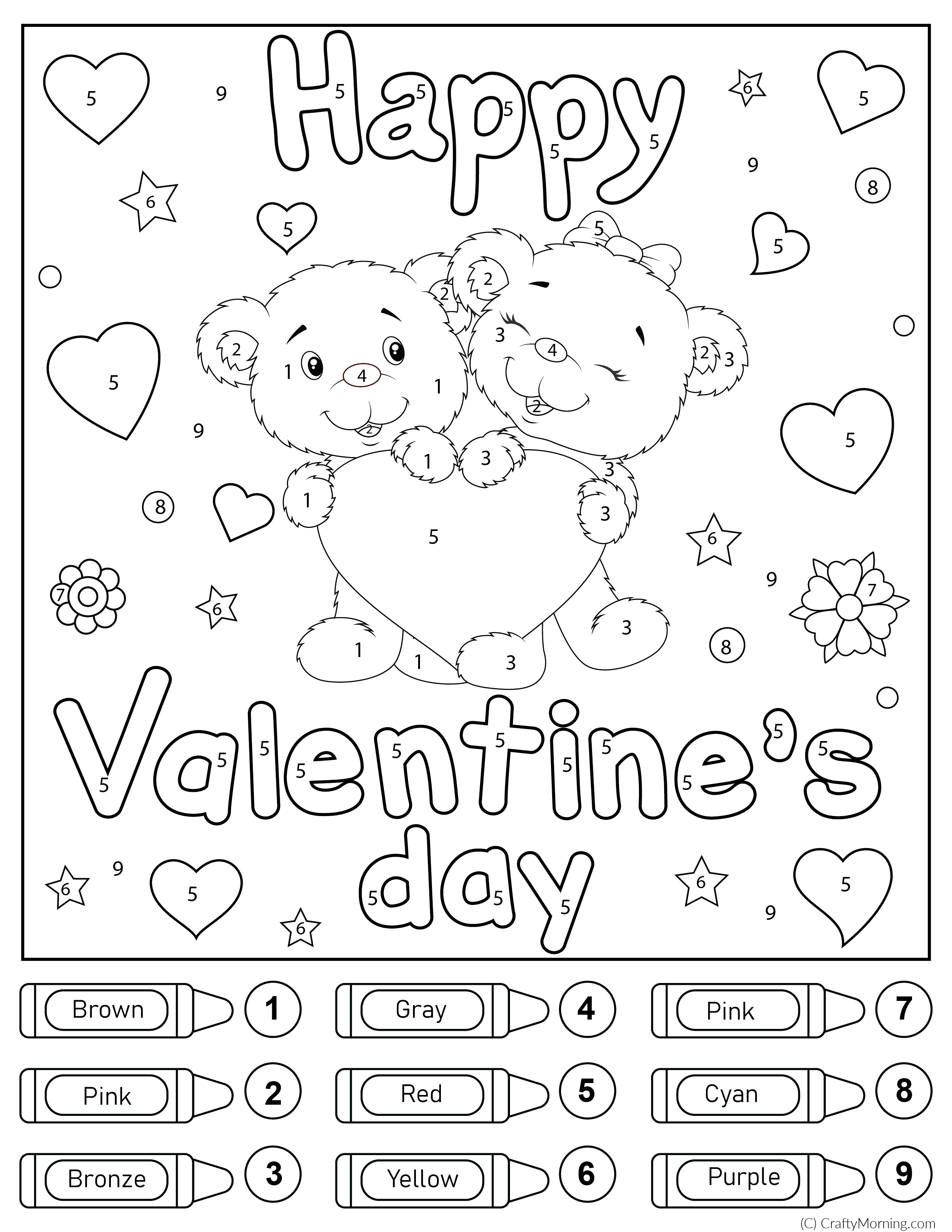 Valentine s Day Color by Number Printable Crafty Morning
