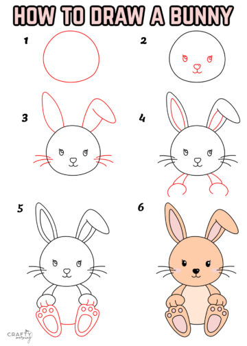 Easy Bunny Drawing (How to Draw Tutorial) - Crafty Morning