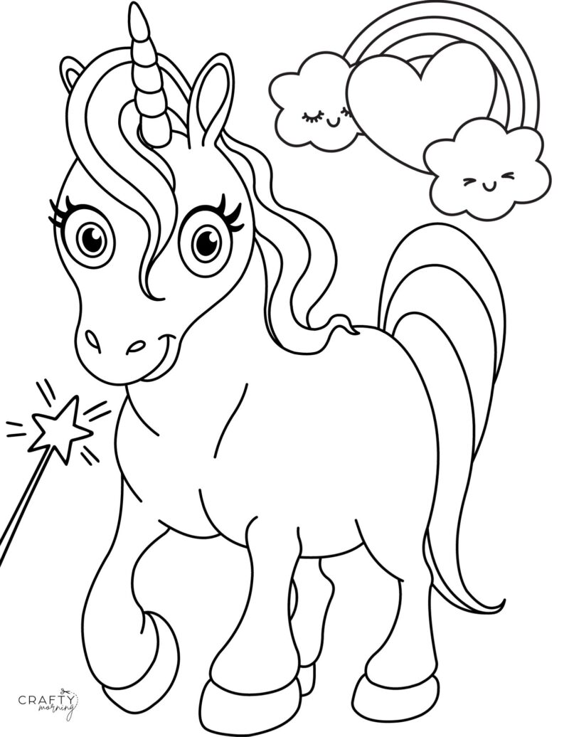 Coloring Pages of a Unicorn - Crafty Morning