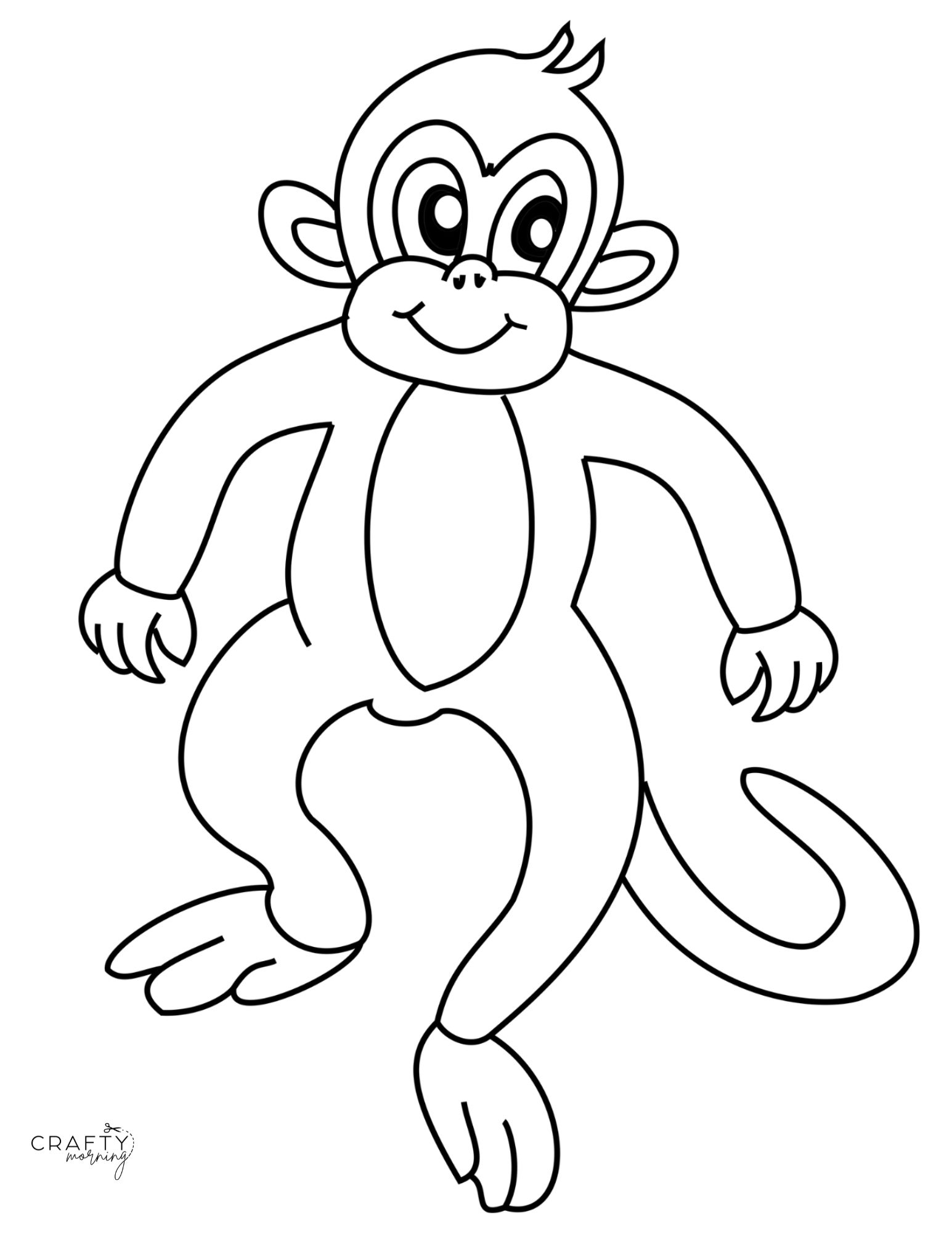 Monkey Cartoon Character Outline for Coloring illustration Stock Vector  Image & Art - Alamy
