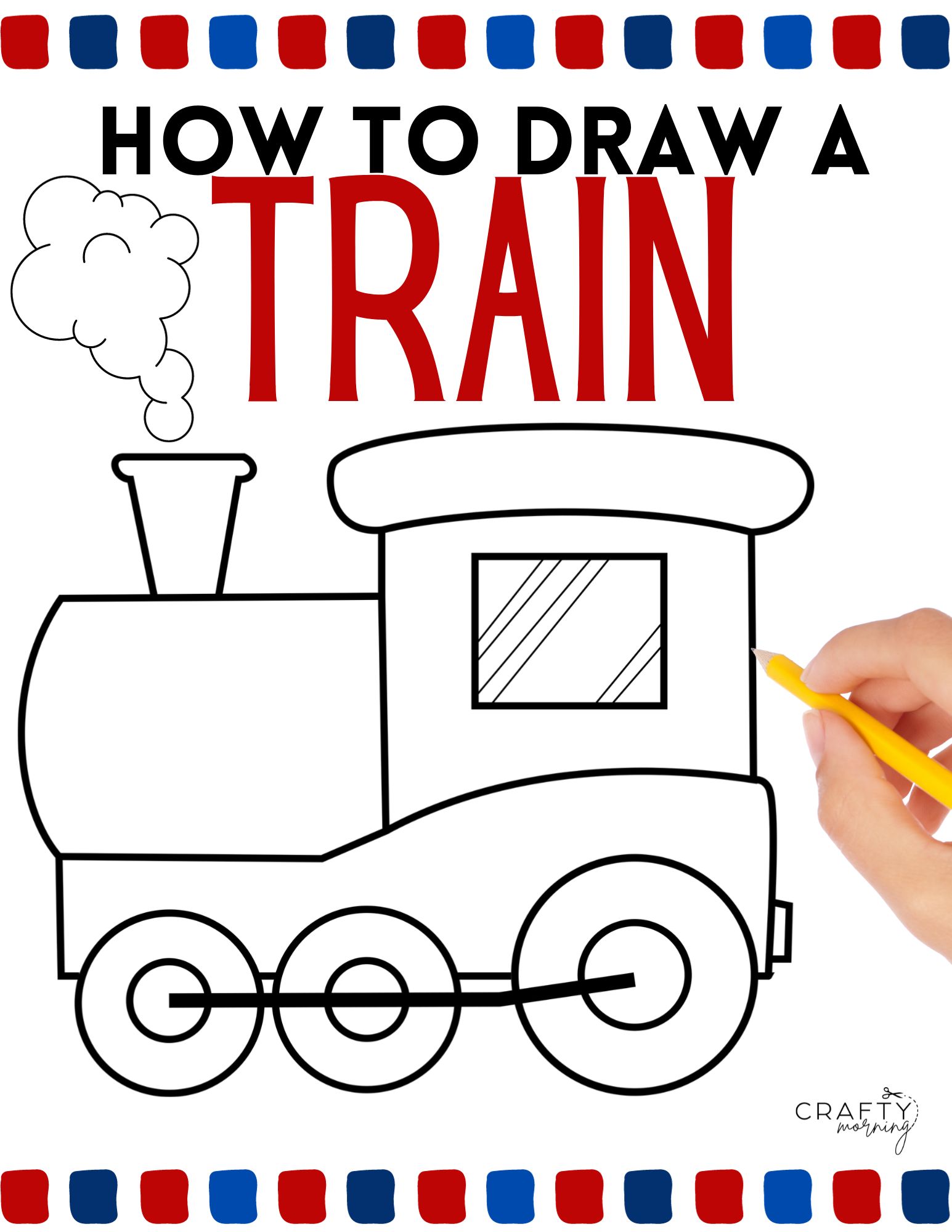 How to Draw a Train for Kids (Trains) Step by Step | DrawingTutorials101.com