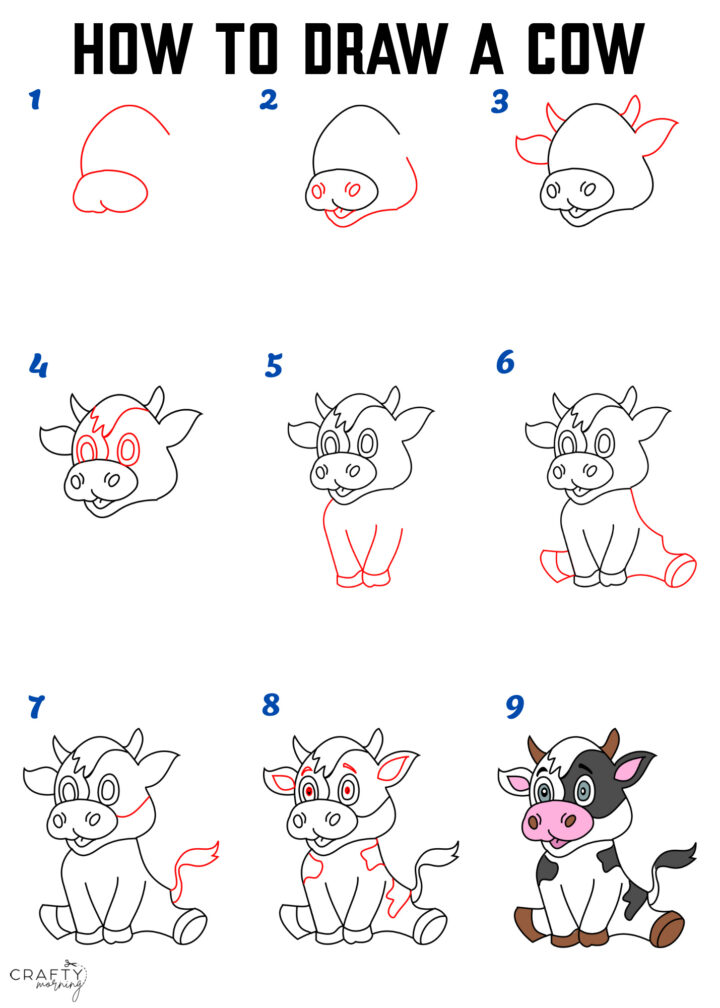 How to Draw a Cow - Crafty Morning