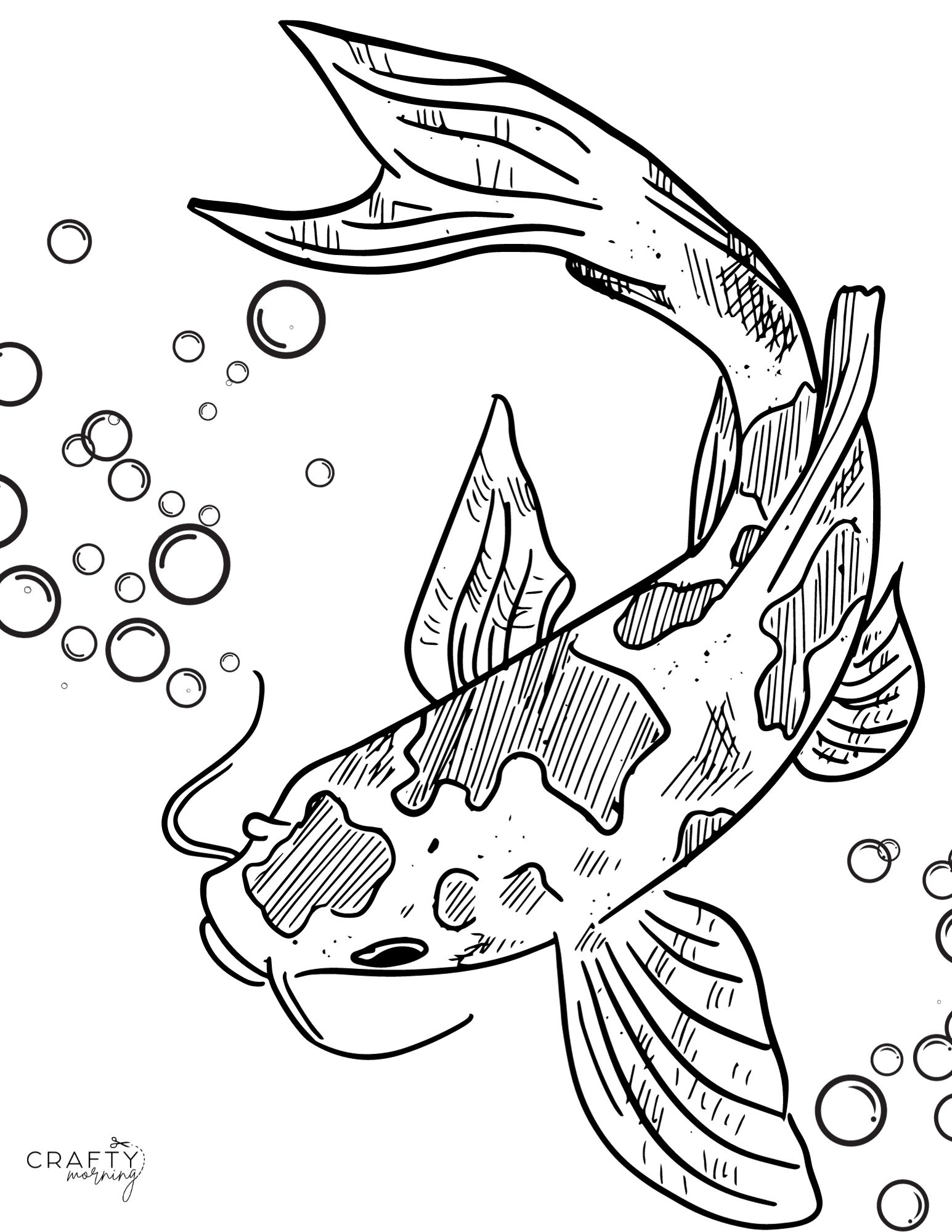 Easy How to Draw a Fish Tutorial and Fish Coloring Page