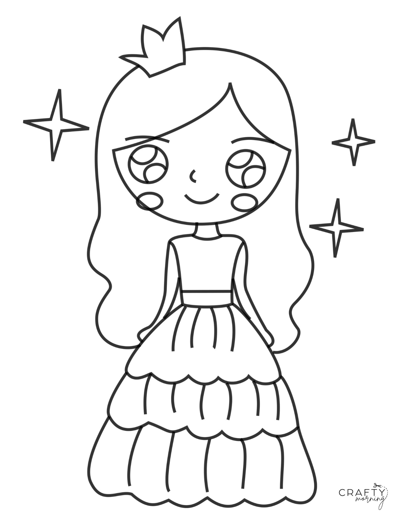 princes drawing coloring page