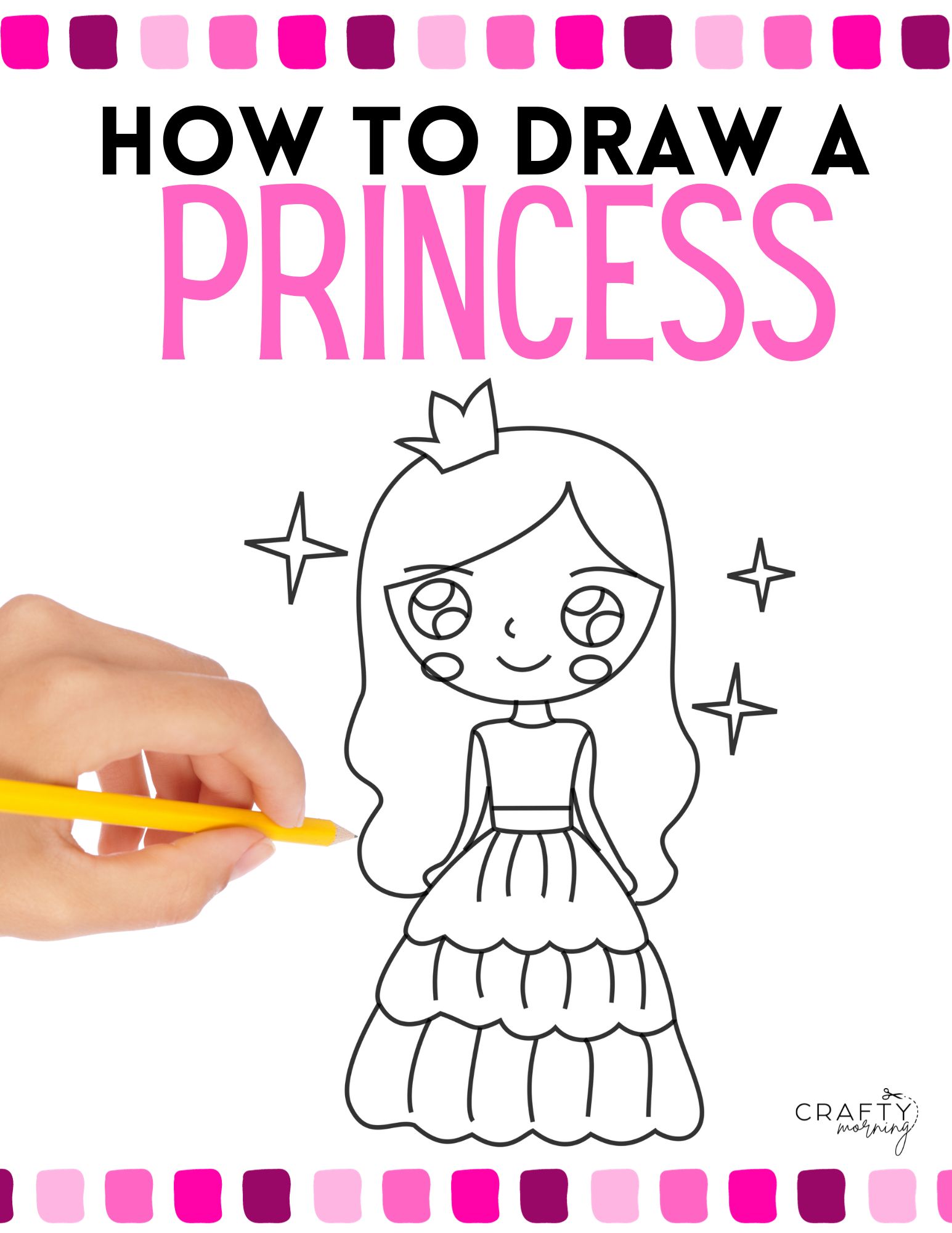 princess drawing step by step