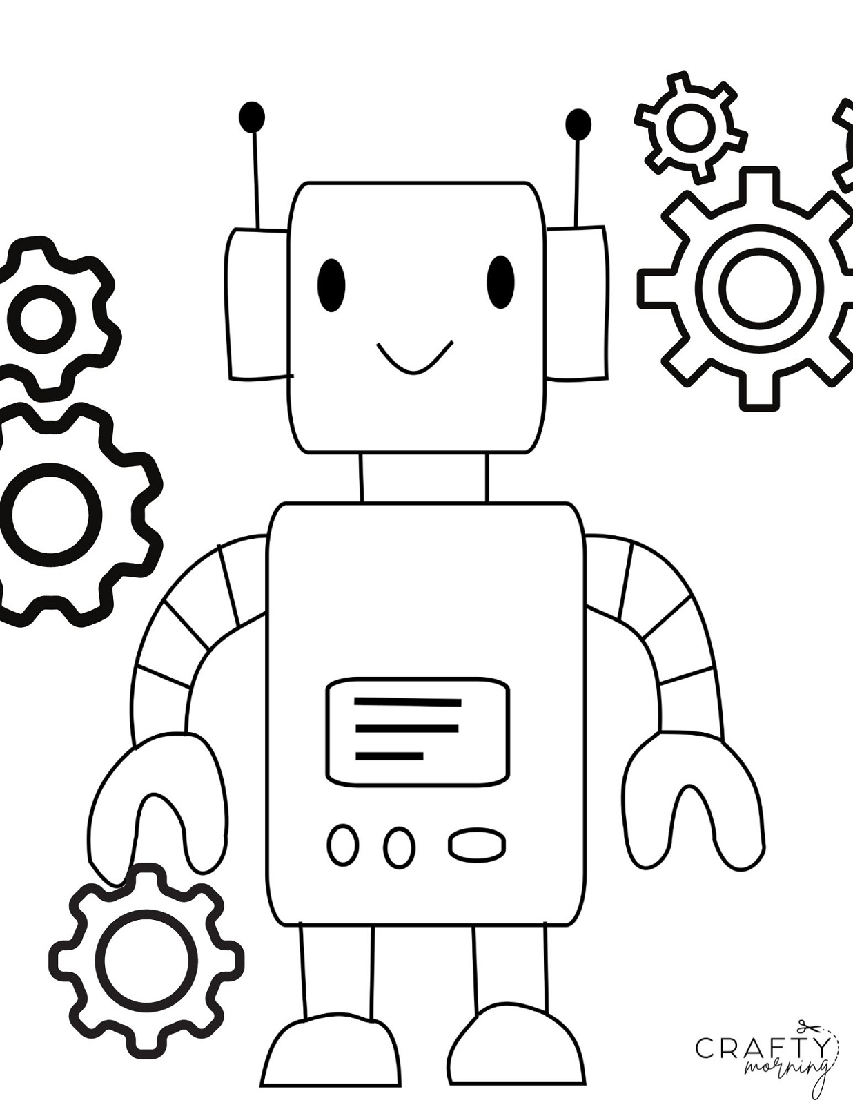 robot drawing coloring page